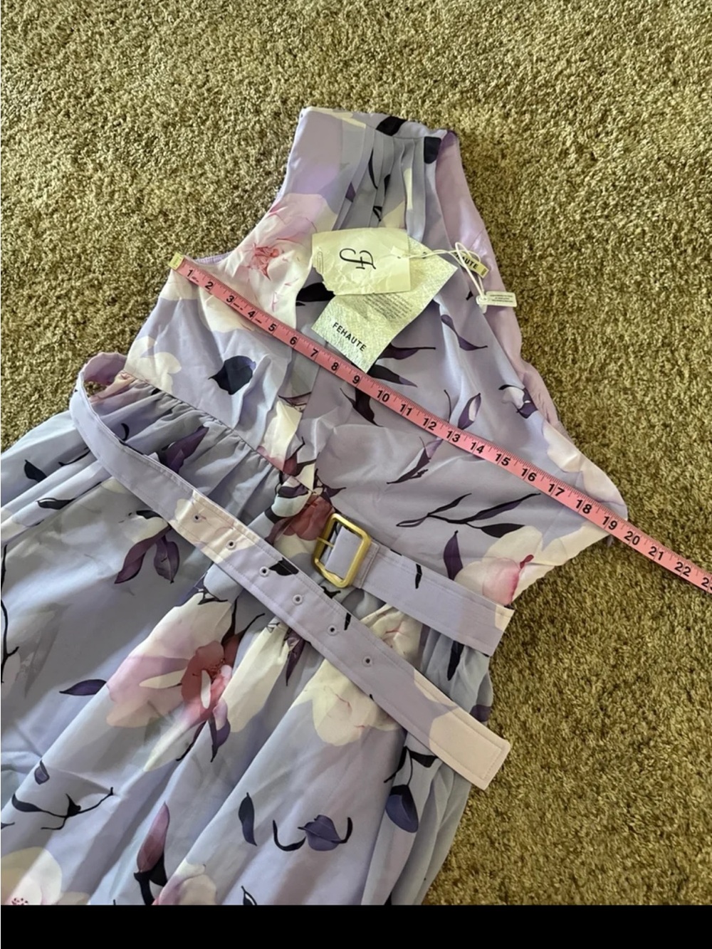 NWT FEHAUTE Ruched Slit Chiffon One Shoulder A-Line Gown Maxi Dress size 12/Lrg - Picture 11 of 12